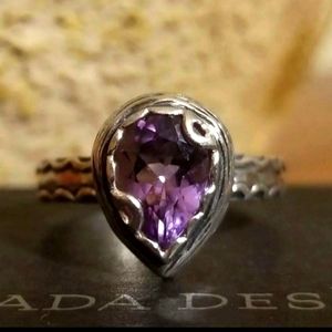 Silpada Sterling Silver Ring with Purple Teardrop Gem